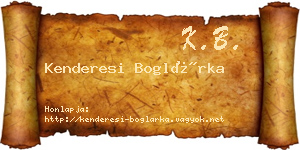Kenderesi Boglárka névjegykártya