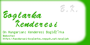 boglarka kenderesi business card